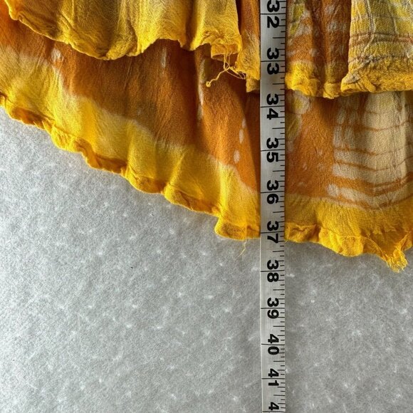 Sunflower Dress FS Tank Mini Floral Embroidered Tie Dye Crinkled Gauze Yellow - Picture 9 of 11